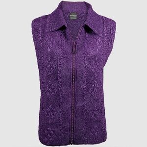 Fits S to L rhinestone crystal zipper vest eggplant purple one size